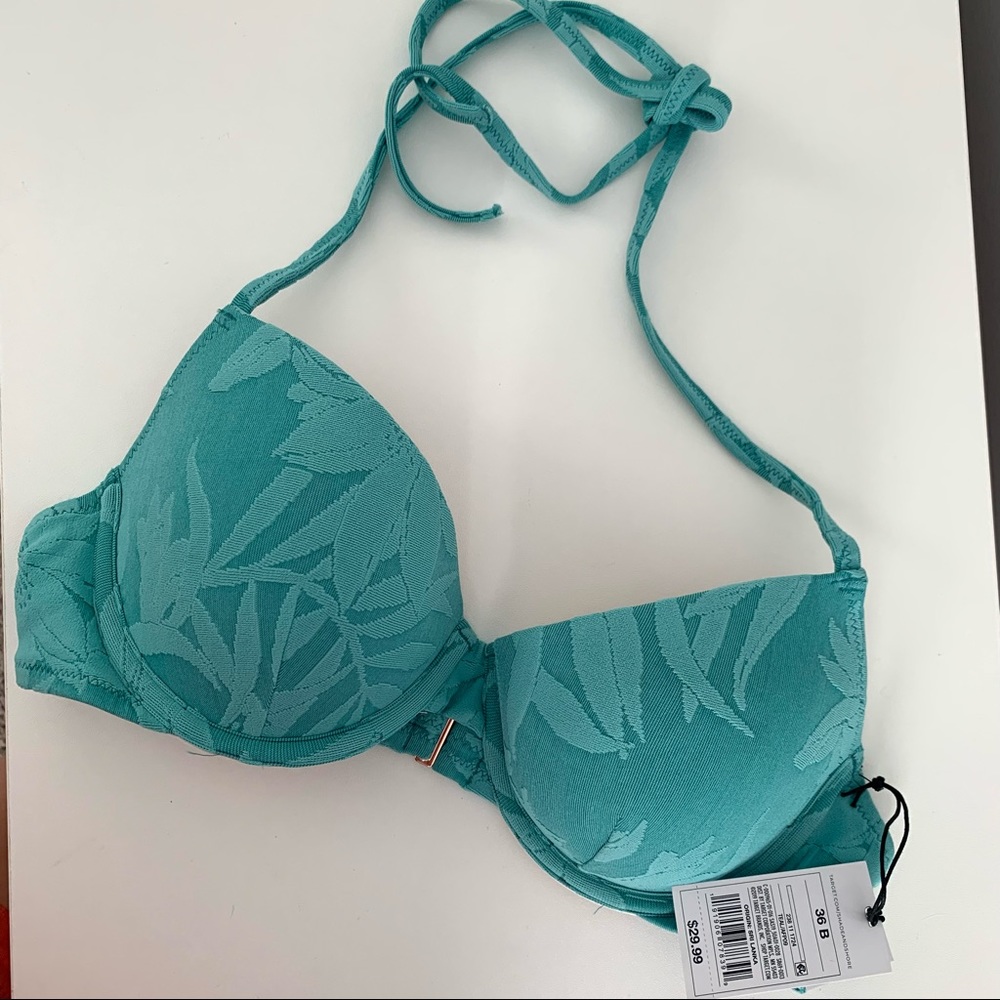 Shade and Shore Size 36B Swim Bikini Top, NWT, Teal Nature Print, Underwire